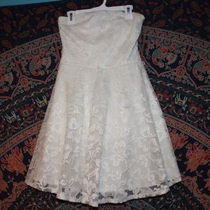 White Lace Strapless Mini Dress